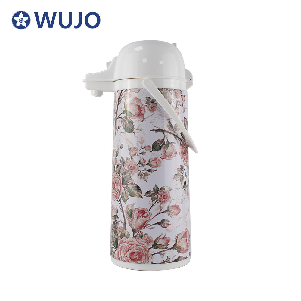 Wujo 1L 1.9L Umweltfreundliche Warmwasser-Kaffee-Glas-Luftpumpe-Thermos-Vakuumflasche