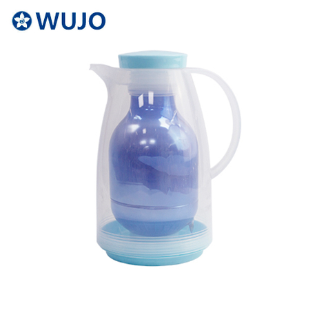 Wujo Rosa Glasfindung Blaue Vakuum-thermische arabische Kunststoff-Tee-Kaffeetöpfe