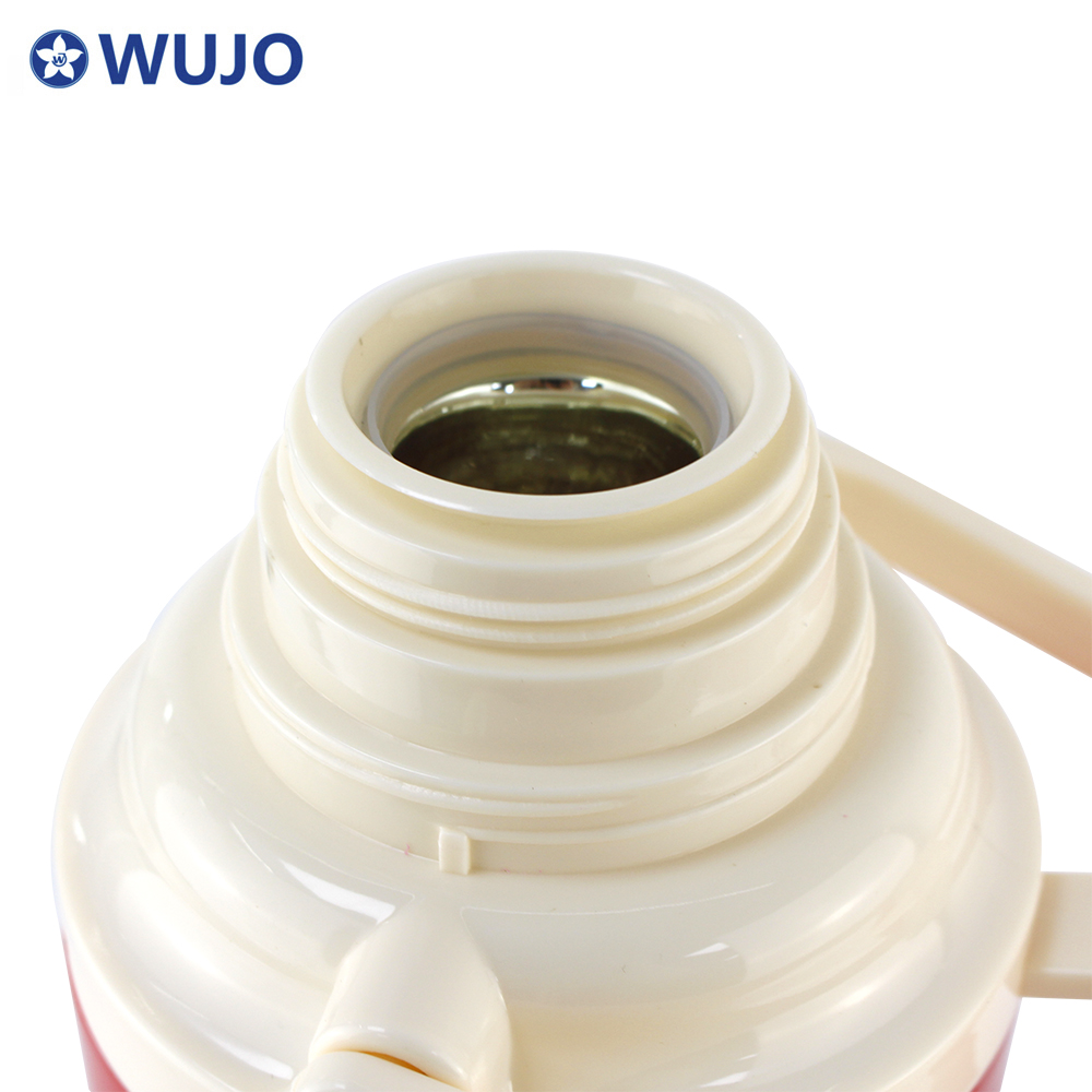 Wujo billig großhandel heiße wasser tee thermos 2l glas nachfüllen kunststoffvakuumkolben