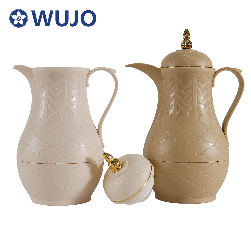 Wujo Weiße Glasfindung 1l Hoher Qualität Großhandel Thermo Türkische Kunststoff arabische Kaffeekanne