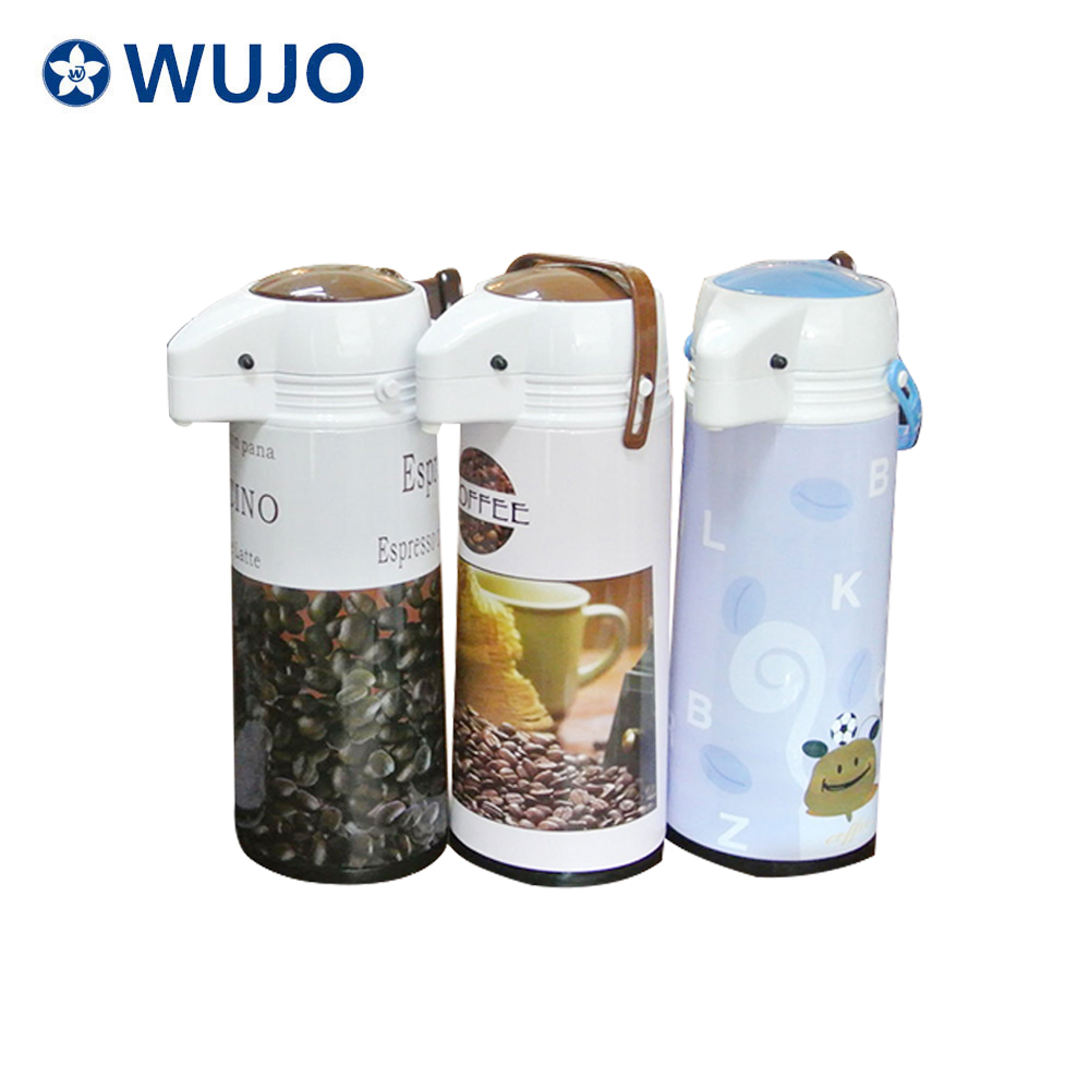 Wujo-kundenspezifische Pumpe 1L 1.9L Airpot Thermos-Glas-Nachfülldill-Vakuumflasche